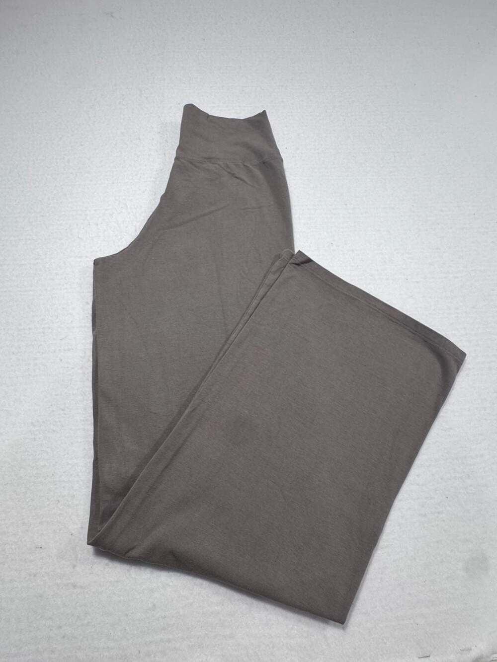 John Galt Ribbed High-Waisted Wide-Leg Lounge Pants Mocha Gray One Size